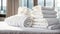 White fresh clean towels the bed room soft hygiene comfort decoration comfortable