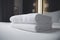 white fresh resort hotel bed towel service room home luxury. Generative AI.