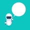 White friendly android robot with speech bubble. Cute and smile AI robot.