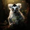 White fronted Lemur, Eulemur albifrons, watching the photographer, Nosy Mangabe, Madagascar  Made With Generative AI illustration