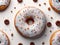 White frosted sprinkled donut on clean background. Close-up.