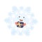 White Frozen Snowflake Holding Gift Box Vector Illustration