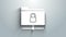 White FTP folder and lock icon isolated on grey background. Concept of software update. Security, safety, protection