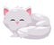 White furry cat lying cute adorable in lazy taking nap cartoon illustration