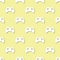 White game consoles icon on pale green background, seamless pattern. Paper cut style with drop shadows