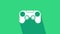 White Gamepad icon isolated on green background. Game controller. 4K Video motion graphic animation