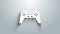 White Gamepad icon isolated on grey background. Game controller. 4K Video motion graphic animation