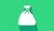 White Garbage bag icon isolated on green background. 4K Video motion graphic animation