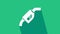 White Gasoline pump nozzle icon isolated on green background. Fuel pump petrol station. Refuel service sign. Gas station