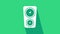 White Gauge scale icon isolated on green background. Satisfaction, temperature, manometer, risk, rating, performance