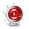 White gear with red e-mail at symbol