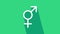 White Gender icon isolated on green background. Symbols of men and women. Sex symbol. 4K Video motion graphic animation