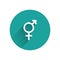 White Gender icon isolated with long shadow. Symbols of men and women. Sex symbol. Green circle button. Vector