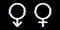 White Gender Symbols in Glitch Style
