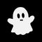 White ghost icon. Terrible character tries to scare, raises his hands up. Halloween and scary autumn holiday. Cartoon