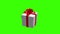 White gift box animation on green screen background. Green background. 3D render.