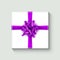 White gift box with lilac ribbon. Celebration decoration design illustration. Holiday package element