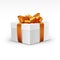 White Gift Box with Orange Ribbon Isolated