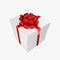 White gift box with a red bow - Christmas and birthday present collection