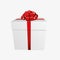 White gift box with a red bow - Christmas and birthday present collection