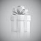 White gift box with ribbon, valentine or Christmas present