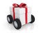 White gift box with wheels