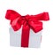 White gift boxe with red bow