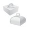 White Gift Packaging Box with Handle mockup for Cake. Set of Paperboard Packaging Container Template for Wedding Party