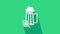 White Glass of beer and hop icon isolated on green background. 4K Video motion graphic animation