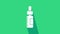 White Glass bottle with a pipette. Vial with a pipette inside icon isolated on green background. Container for medical