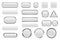 White glass buttons. Collection of 3d icons with and without chrome frame