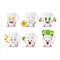 White glass cartoon character with cute emoticon bring money