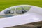 White glider. Sailplane on aeroclub airport.