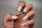 White glittered nails