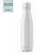 White glossy steel water bottle vector mockup.