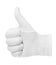 White glove showing thumbs up