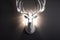 White glowing deer head mockup with big antlers on dark wall. Generative AI