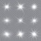 White glowing light explodes on a transparent background. Sparkling magical dust particles. Bright Star.