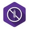 White Gluten free grain icon isolated with long shadow. No wheat sign. Food intolerance symbols. Purple hexagon button