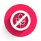 White Gluten free grain icon isolated White background. No wheat sign. Food intolerance symbols. Red circle button