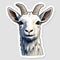 White Goat Head Sticker - Flat Shading Style - 32k Uhd