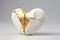White and gold ceramic heart, background for Valentine's day. Generative AI