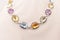 White Gold Necklace With Blue And Yellow Sapphire, Rubies, Amethyst, Green Garnet And Diamonds