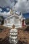 White gold pagoda of Wat Jed Yod, Chiang Rai, Thailand. Buddhist temple located near the city center of Chiang Rai.