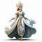 White And Gold Princess: Art Fantasy 3d Illustration