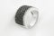 White Gold Ring With Black Diamonds On Soft Background