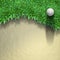 White golf ball on green grass