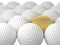 White golf balls with the golden one. 3D Illustration