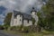 White Good Shepherd church in Podhradi village in sunny fresh color spring day