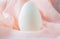 White goose egg on a soft pink background